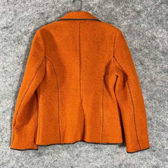 Vintage Casual Corner Boiled Wool Jacket Womens 10 Orange Preppy Academia - Picture 8 of 11